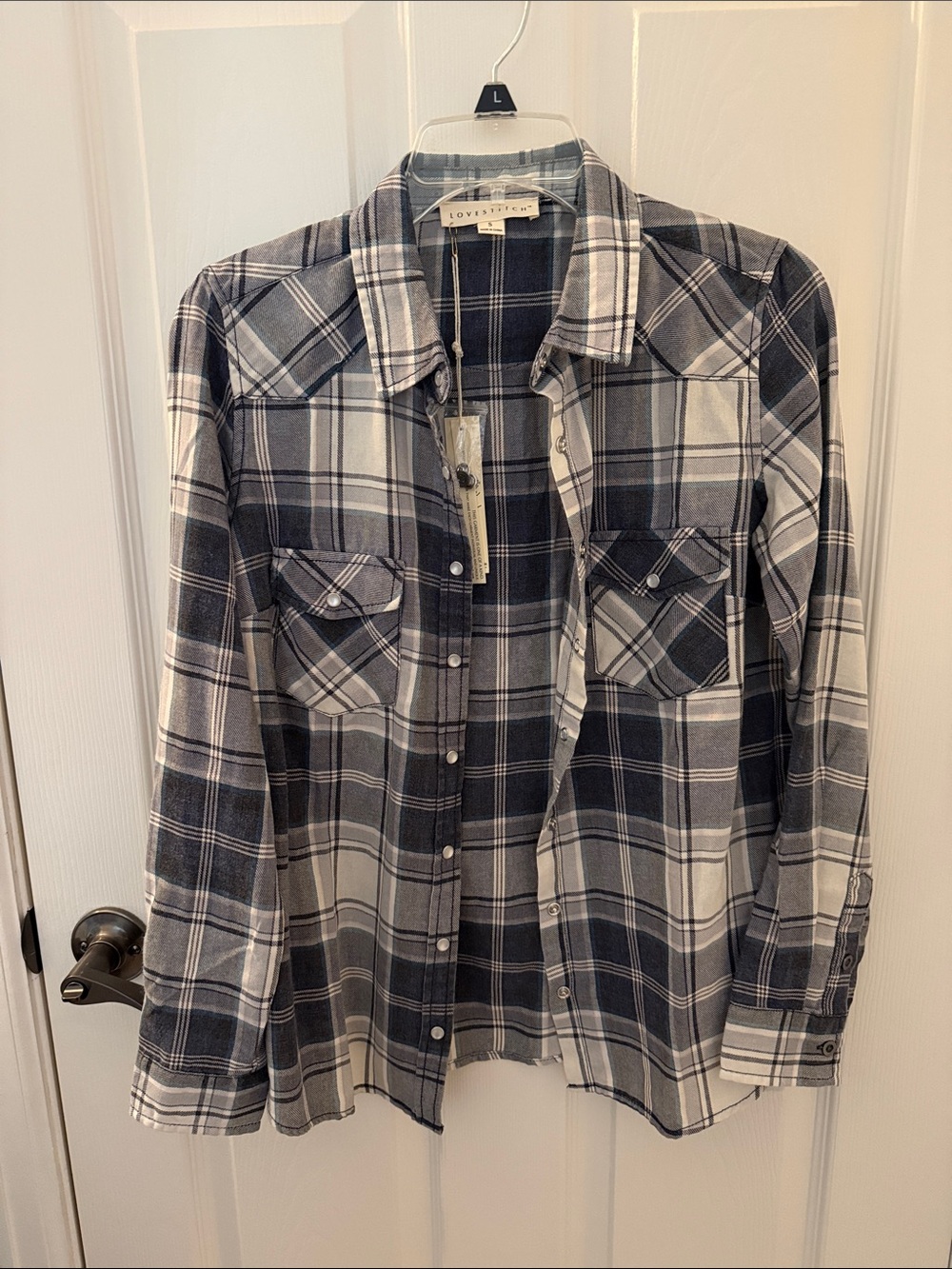 LoveStitch Blue and White Plaid Shirt
